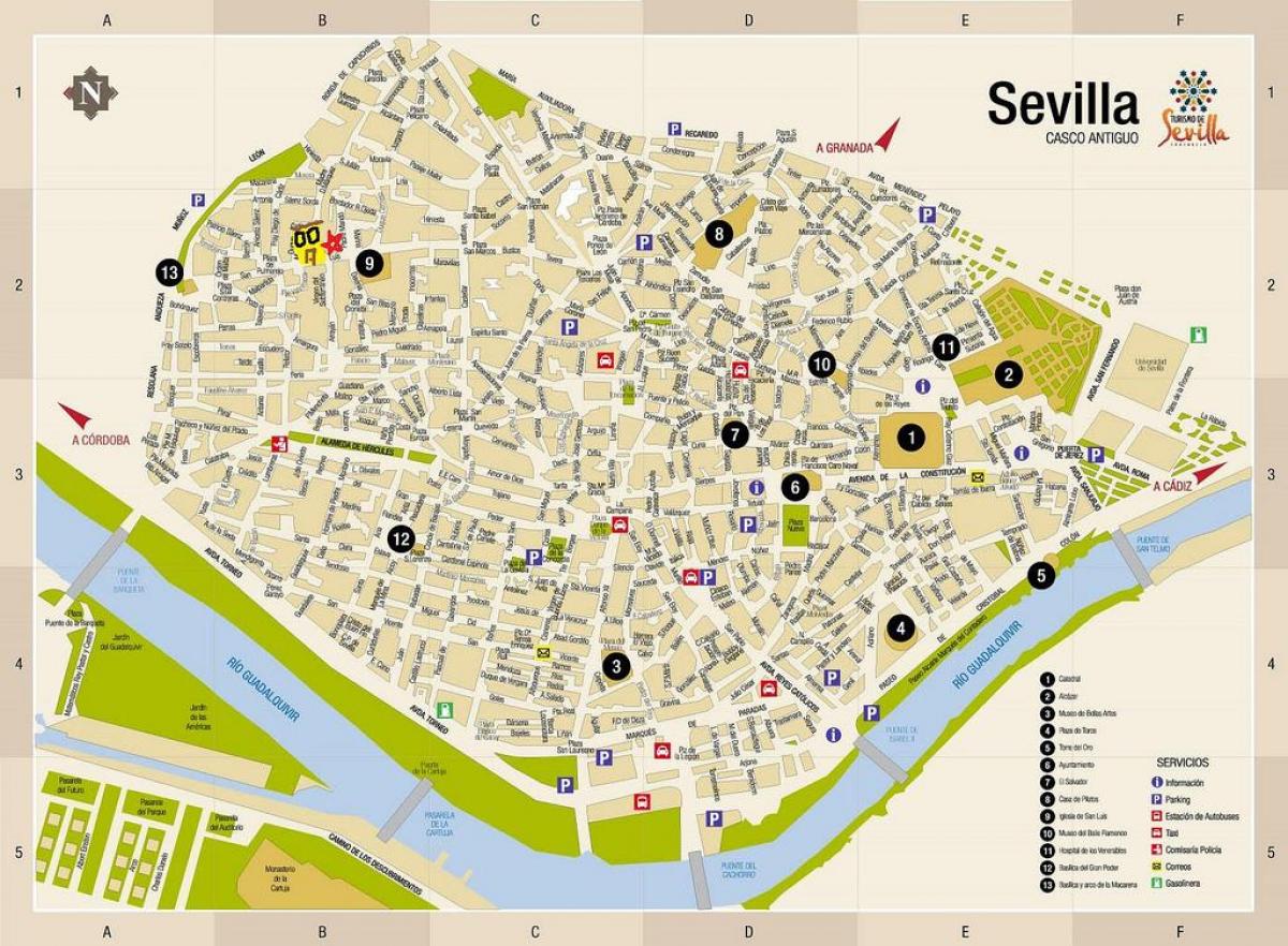 map de gratis kat jeyografik lari a nan Seville, peyi espay